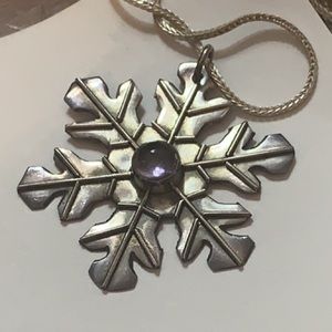 Sterling Silver and Purple Glass Bead Snowflake Necklace 🌟💫